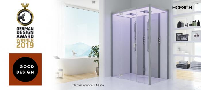 Das Dampfbad SensePerience mit Duschwanne MUNA gewinnt auch den Good Design Award 2018.